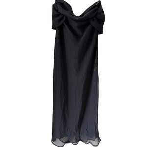 Vintage Alyn Paige Dress Size 12 Black Chiffon Gown Strapless Formal Prom y2k
